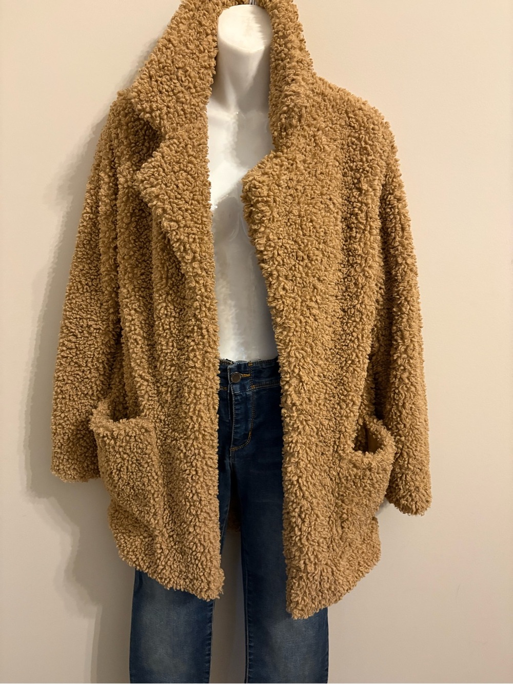 Altar'd State Plush Teddy Coatigan - Camel Brown